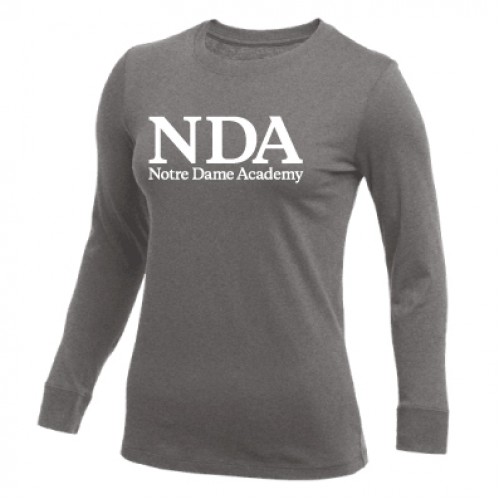 Nike Women's L/S Cotton Tee (D. Grey Heather)